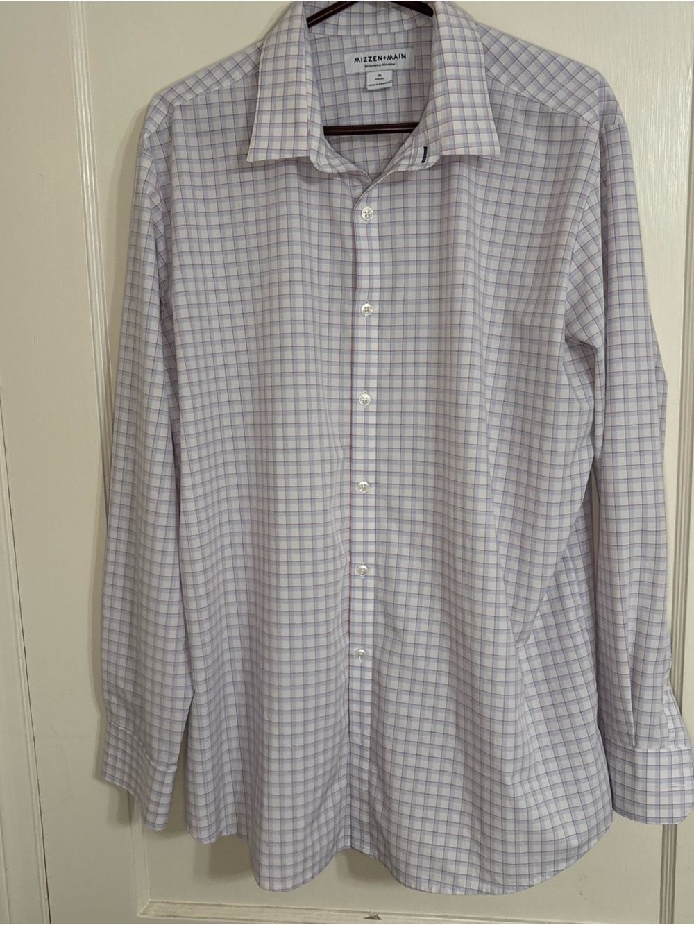 Mizzen+Main Light Purple Check Button-Down Dress Shirt
